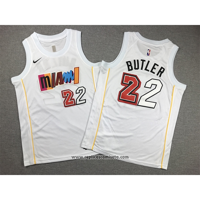 Camiseta Nino Miami Heat Jimmy Butler #22 Ciudad 2022-23 Blanco
